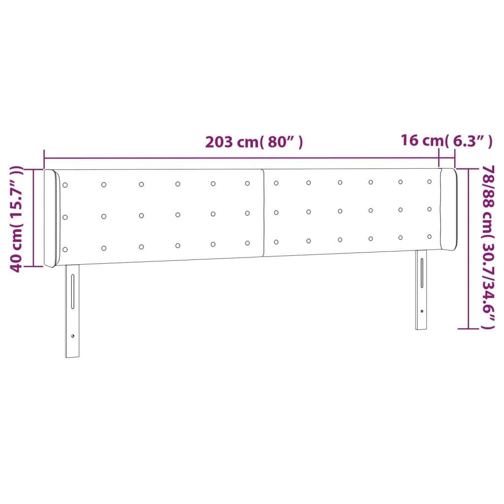 LED posteljno vzglavje roza 203x16x78/88 cm žamet