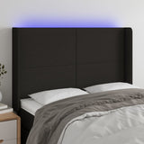 LED posteljno vzglavje črno 147x16x118/128 cm blago