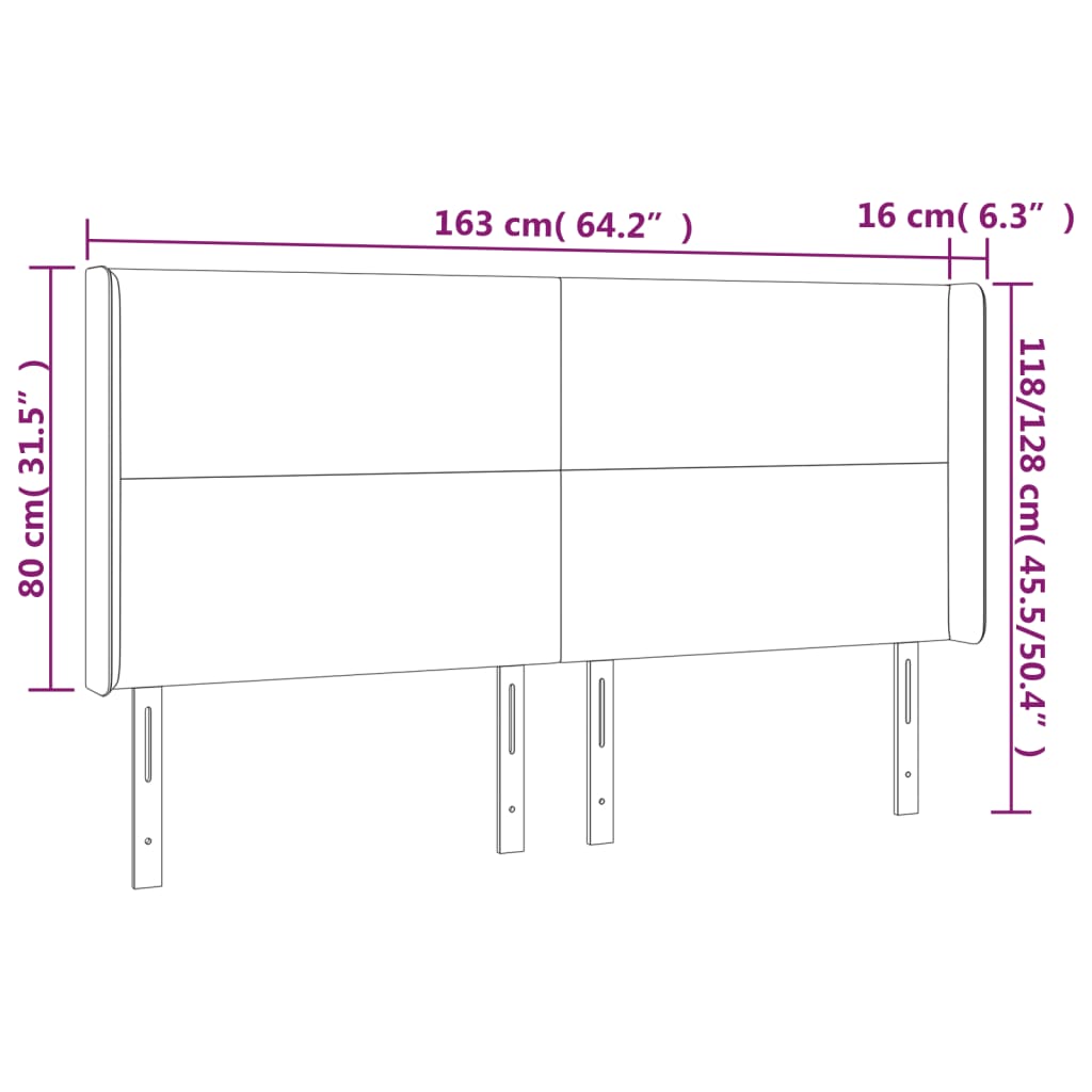 LED posteljno vzglavje temno sivo 163x16x118/128 cm blago