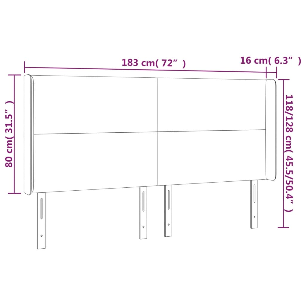 LED posteljno vzglavje taupe 183x16x118/128 cm blago