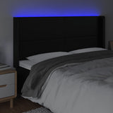 LED posteljno vzglavje črno 163x16x118/128 cm umetno usnje