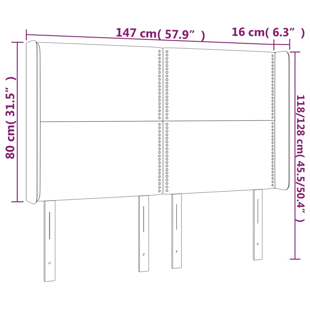 LED posteljno vzglavje sivo 147x16x118/128 cm umetno usnje