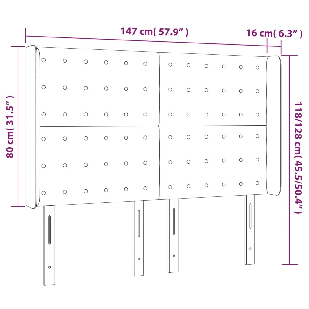 LED posteljno vzglavje belo 147x16x118/128 cm umetno usnje