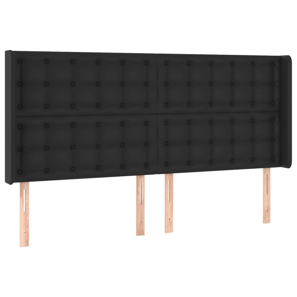 LED posteljno vzglavje črno 163x16x118/128 cm umetno usnje