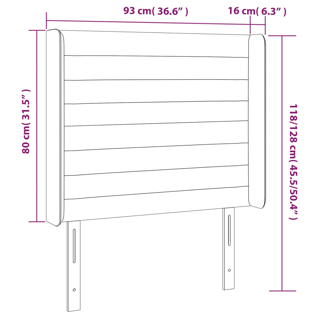 LED posteljno vzglavje taupe 93x16x118/128 cm blago