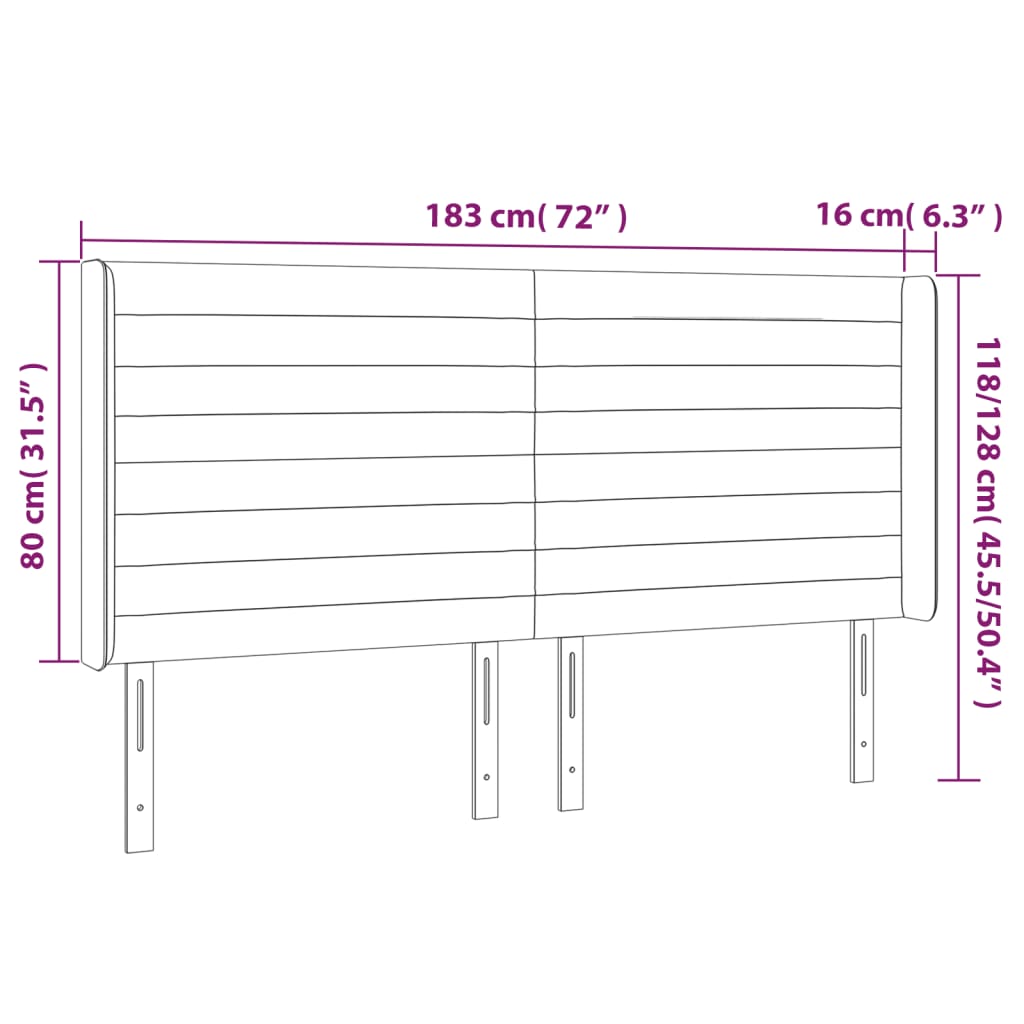 LED posteljno vzglavje taupe 183x16x118/128 cm blago