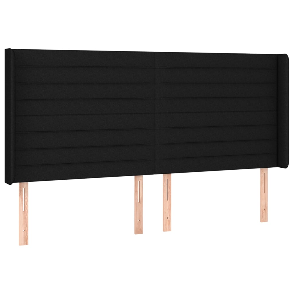 LED posteljno vzglavje črno 203x16x118/128 cm blago