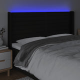 LED posteljno vzglavje črno 203x16x118/128 cm blago