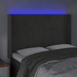 LED posteljno vzglavje temno sivo 147x16x118/128 cm žamet