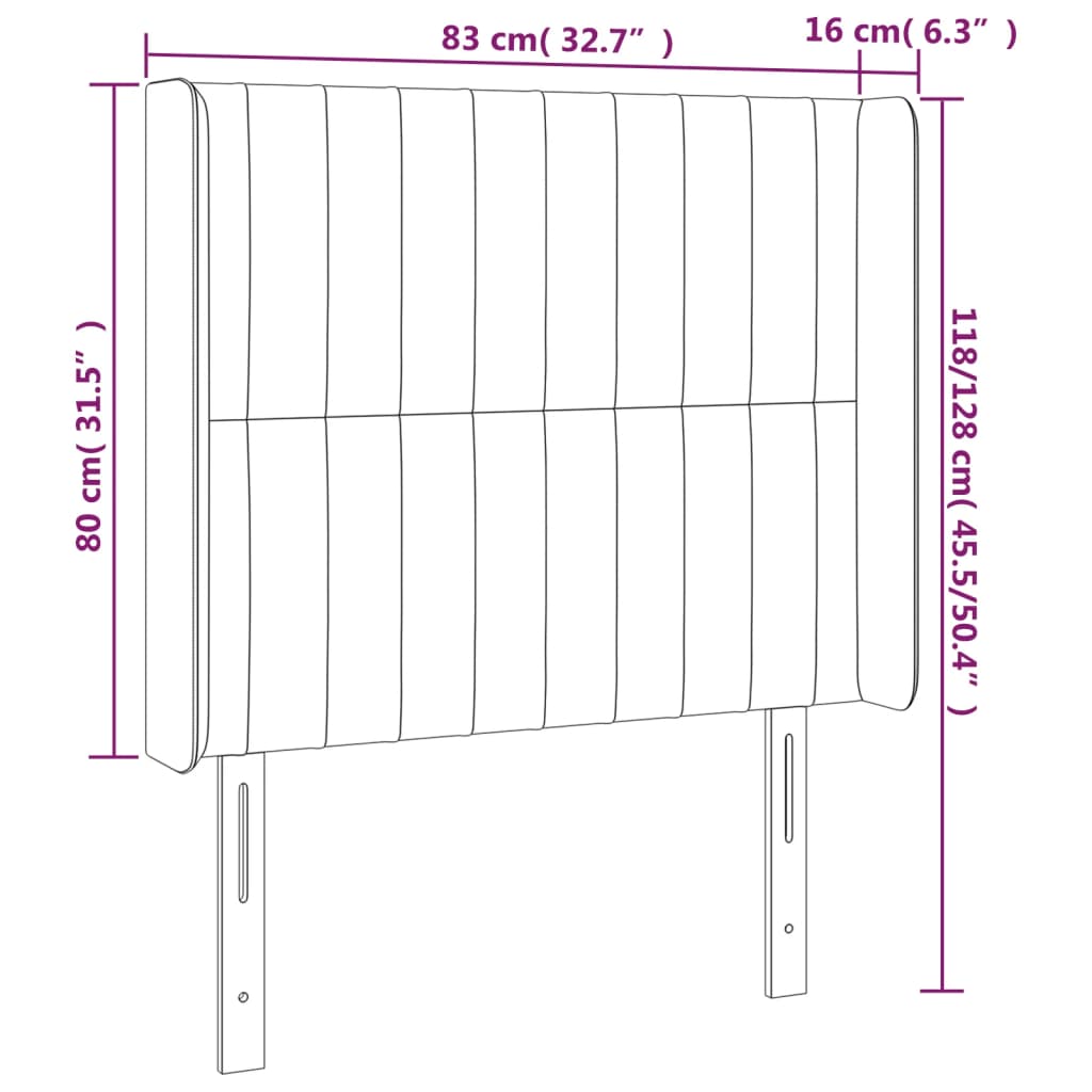 LED posteljno vzglavje črno 83x16x118/128 cm blago