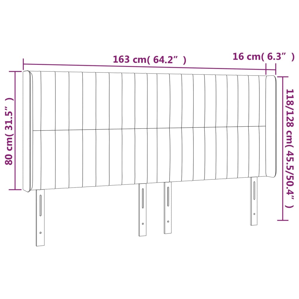 LED posteljno vzglavje temno sivo 163x16x118/128 cm blago