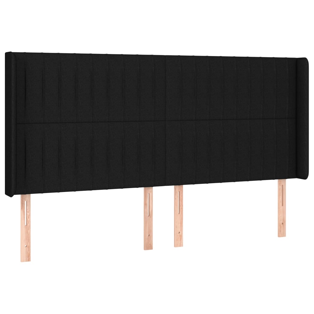 LED posteljno vzglavje črno 163x16x118/128 cm blago