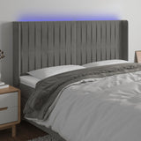 LED posteljno vzglavje svetlo sivo 183x16x118/128 cm žamet