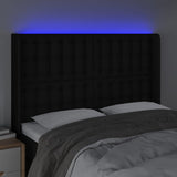 LED posteljno vzglavje črno 147x16x118/128 cm blago