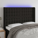 LED posteljno vzglavje črno 147x16x118/128 cm blago