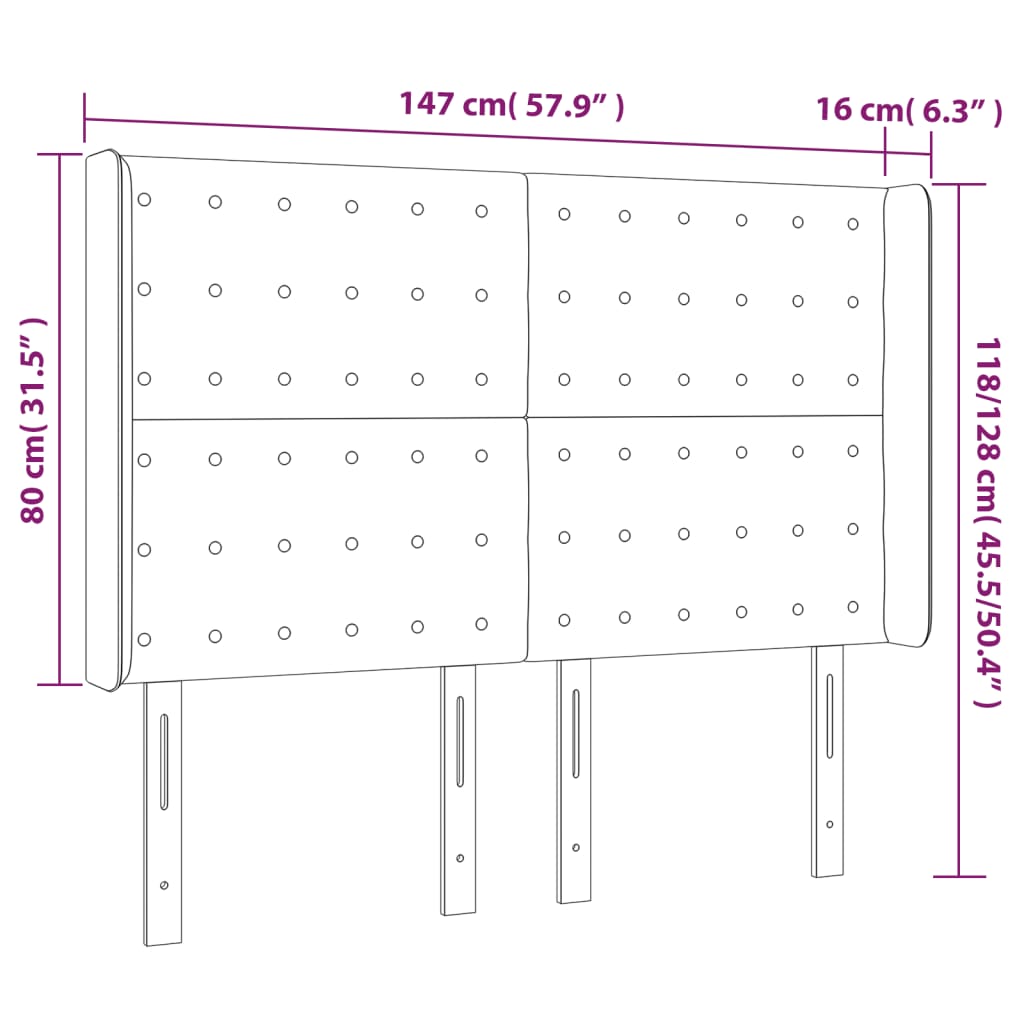 LED posteljno vzglavje modro 147x16x118/128 cm blago