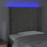 LED posteljno vzglavje svetlo sivo 93x16x118/128 cm žamet