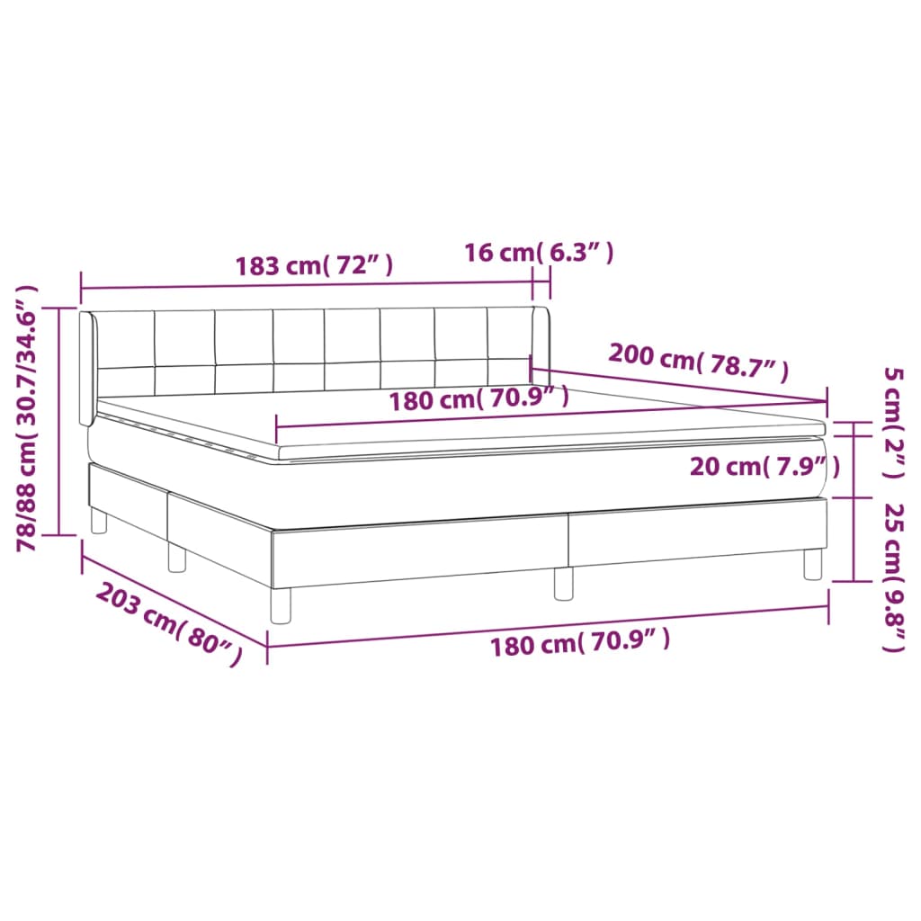 Box spring postelja z vzmetnico modra 180x200 cm blago