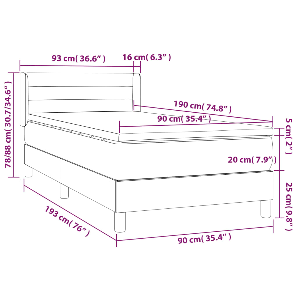 Box spring postelja z vzmetnico taupe 90x190 cm blago