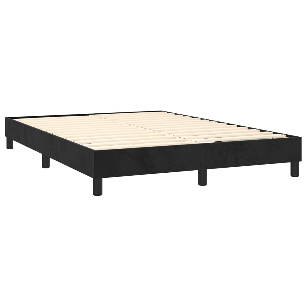 Box spring postelja z vzmetnico črna 140x200 cm žamet