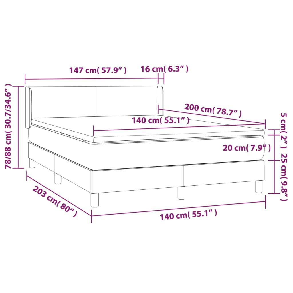 Box spring postelja z vzmetnico črna 140x200 cm žamet