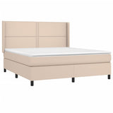 Box spring postelja z vzmetnico kapučino 180x200cm umetno usnje