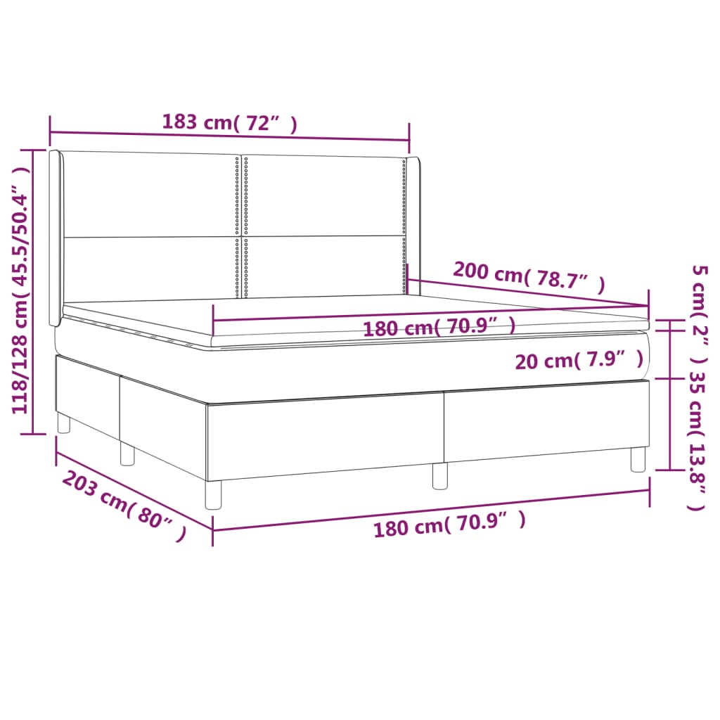 Box spring postelja z vzmetnico kapučino 180x200cm umetno usnje