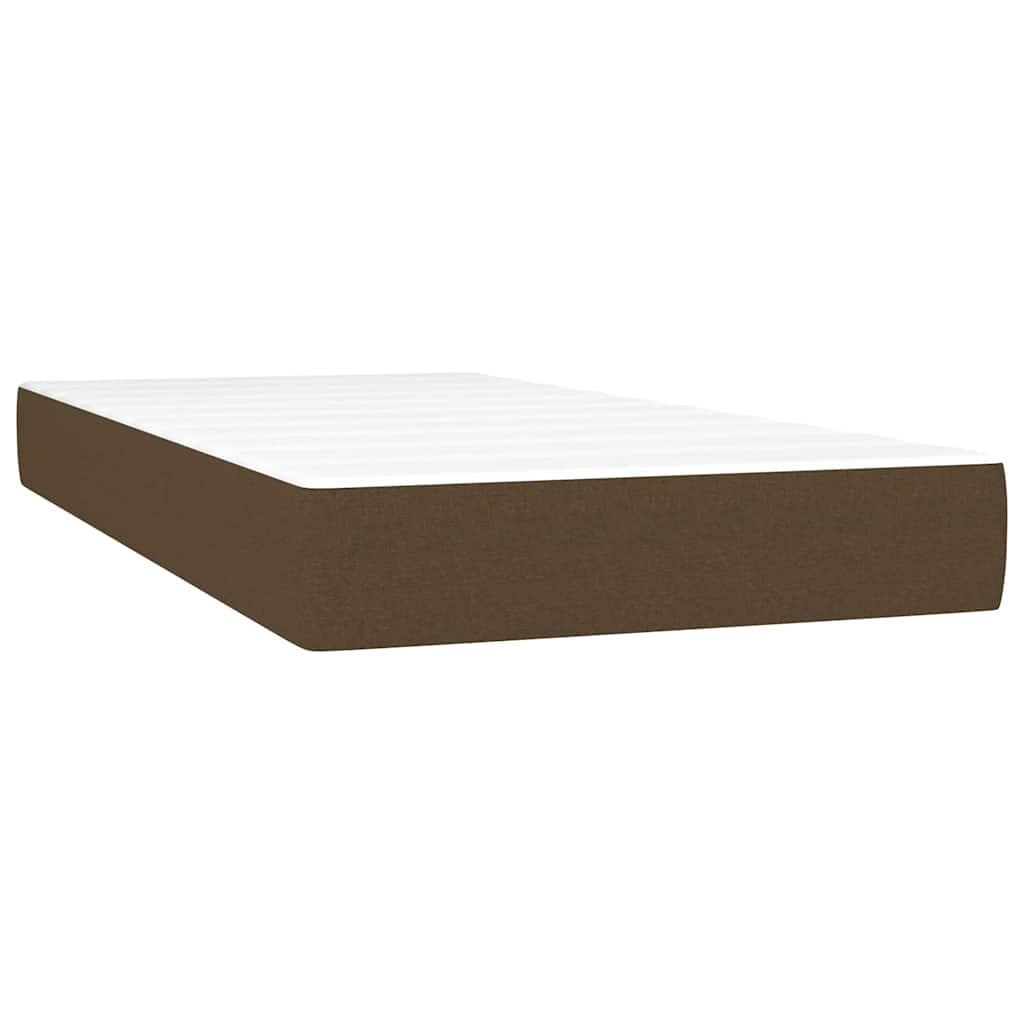 Box spring postelja z vzmetnico LED temno rjava 90x200 cm blago