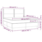 Box spring postelja vzmetnico LED kapučino 180x200 cm um. usnje