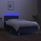 Box spring postelja z vzmetnico LED modra 90x190 cm blago