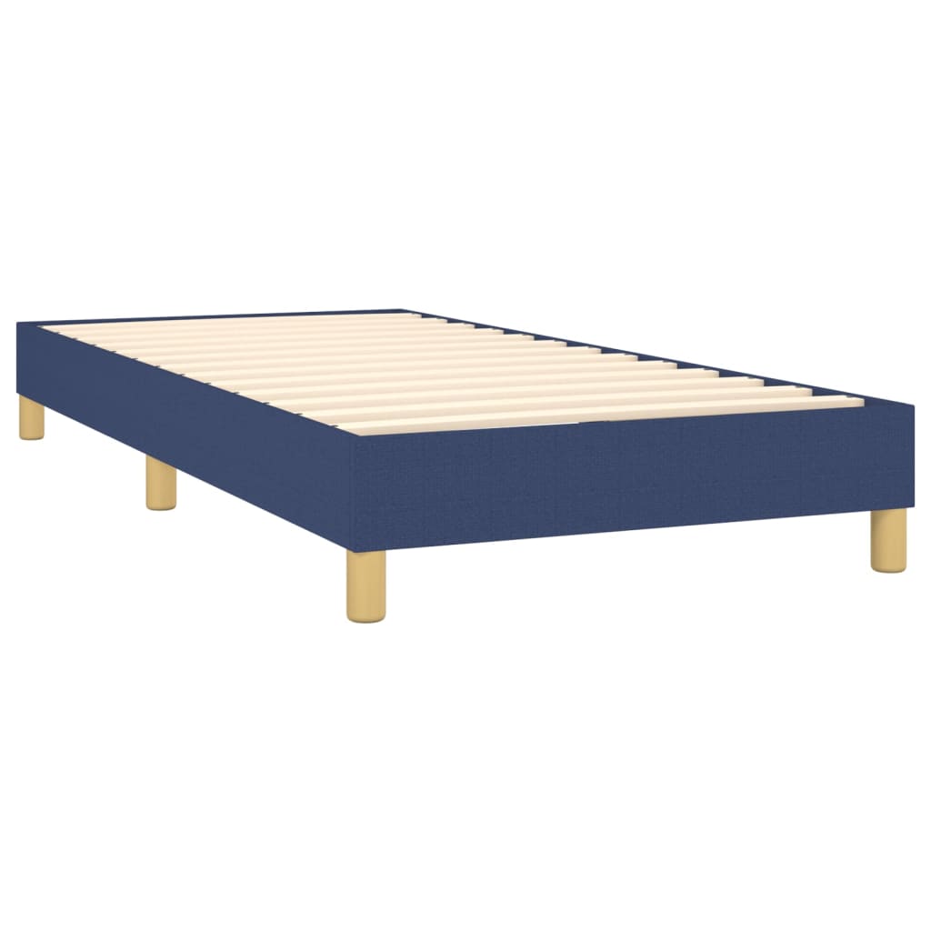 Box spring postelja z vzmetnico LED modra 90x190 cm blago