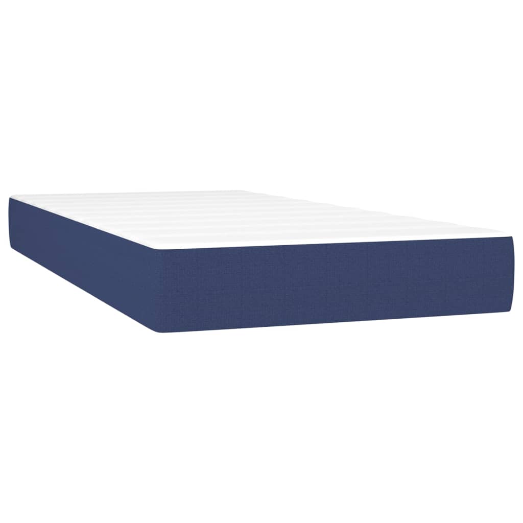 Box spring postelja z vzmetnico LED modra 90x190 cm blago