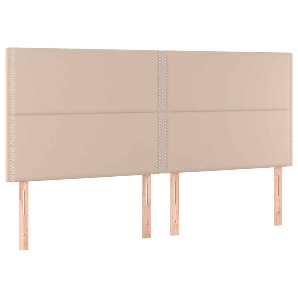 Box spring postelja vzmetnico LED kapučino 180x200 cm um. usnje