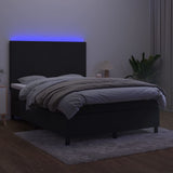 Box spring postelja z vzmetnico LED črna 140x200 cm žamet