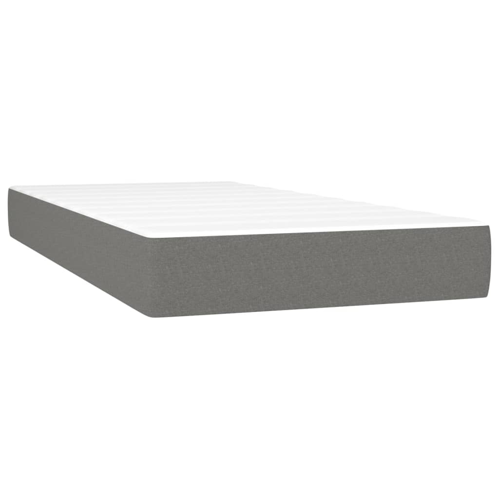 Box spring postelja z vzmetnico temno siva 90x200 cm blago