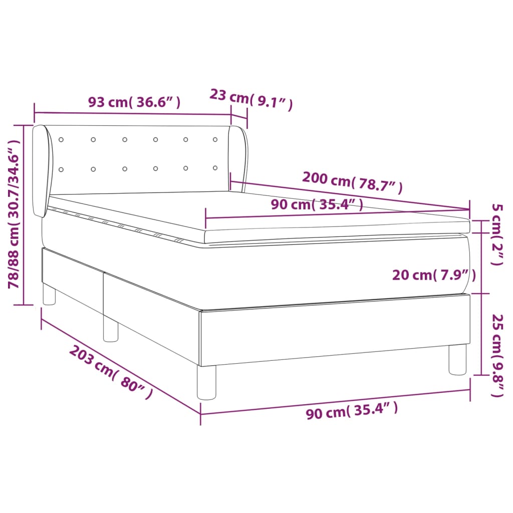 Box spring postelja z vzmetnico krem 90x200 cm blago