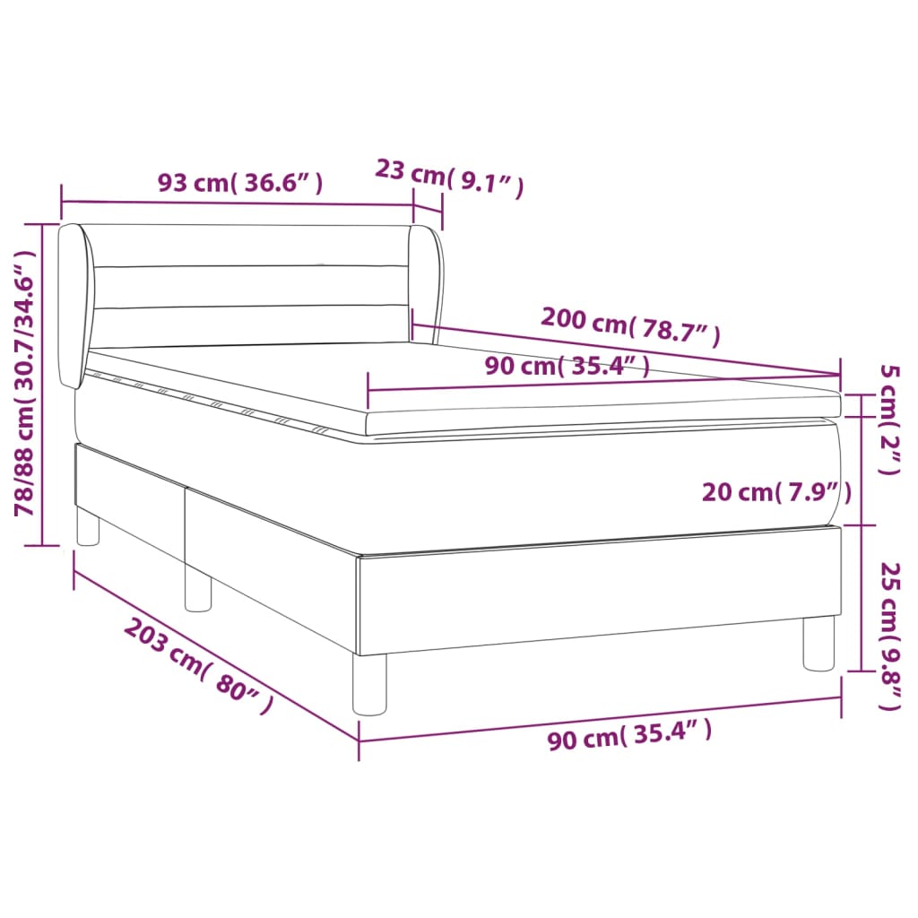 Box spring postelja z vzmetnico modra 90x200 cm blago