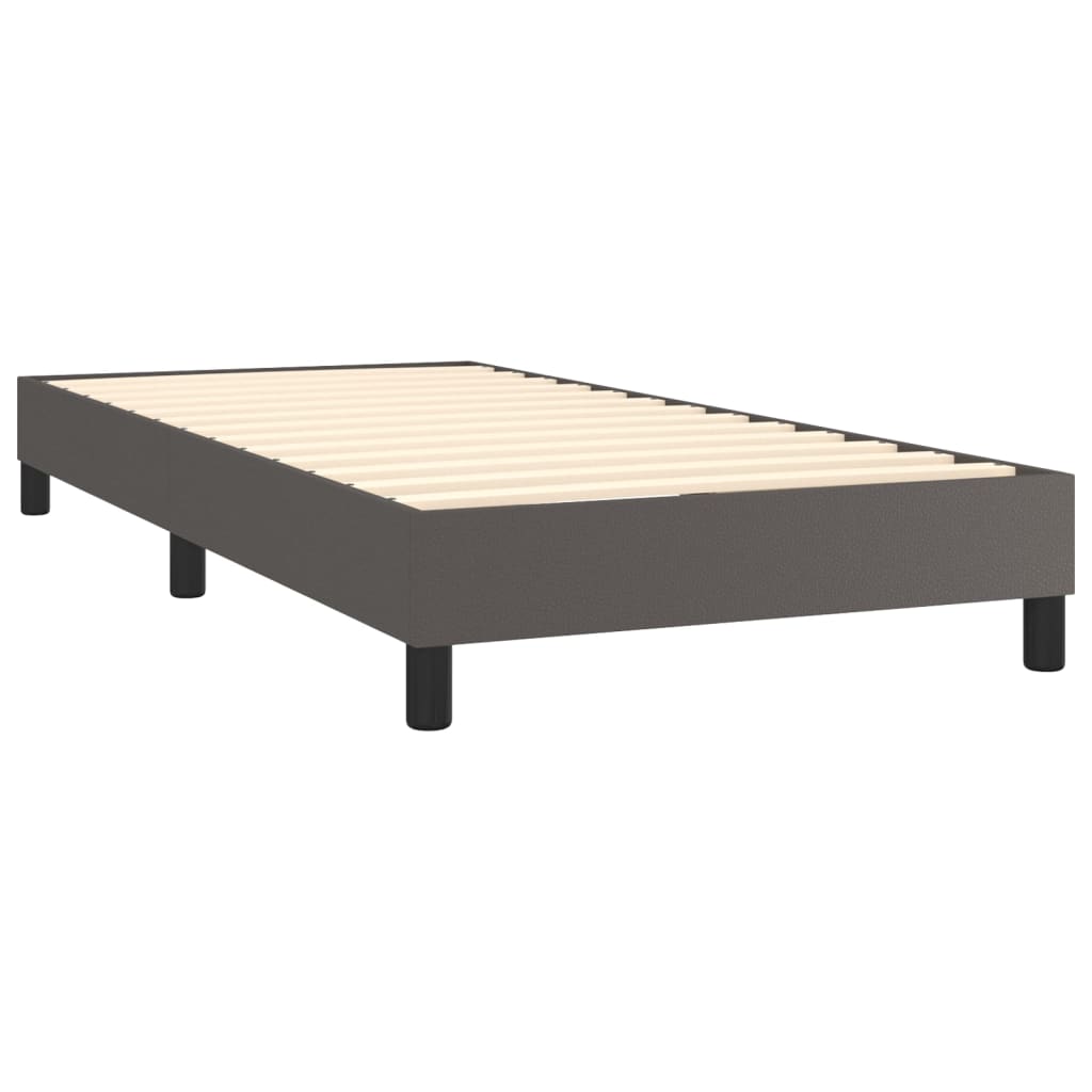 Box spring postelja z vzmetnico siva 90x200 cm umetno usnje