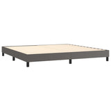 Box spring postelja z vzmetnico siva 200x200 cm umetno usnje