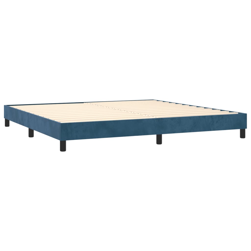 Box spring postelja z vzmetnico temno modra 200x200 cm žamet