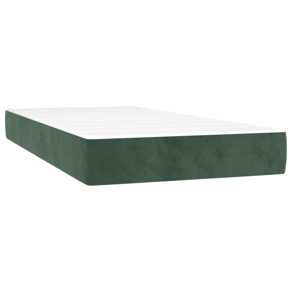 Box spring postelja z vzmetnico temno zelena 90x200 cm žamet