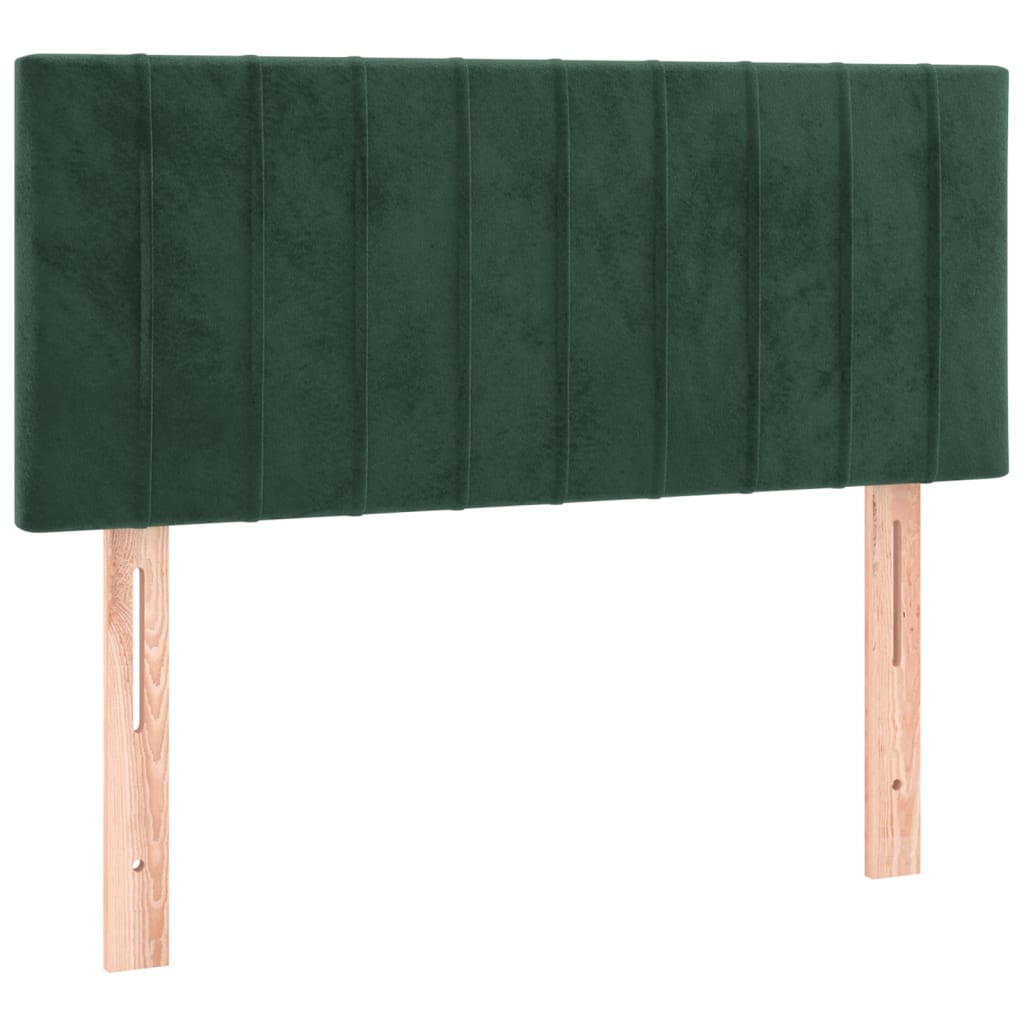 Box spring postelja z vzmetnico temno zelena 90x200 cm žamet