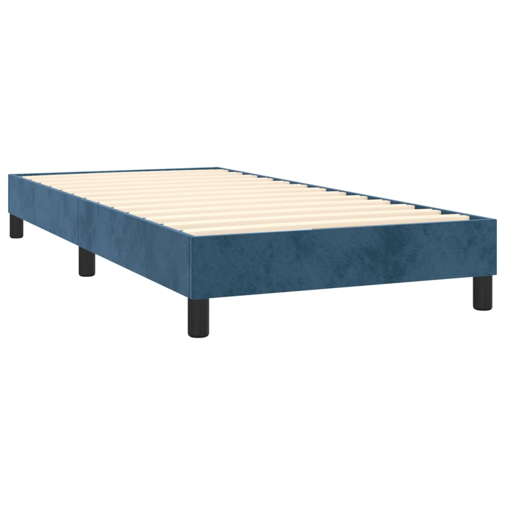 Box spring postelja z vzmetnico temno modra 90x200 cm žamet