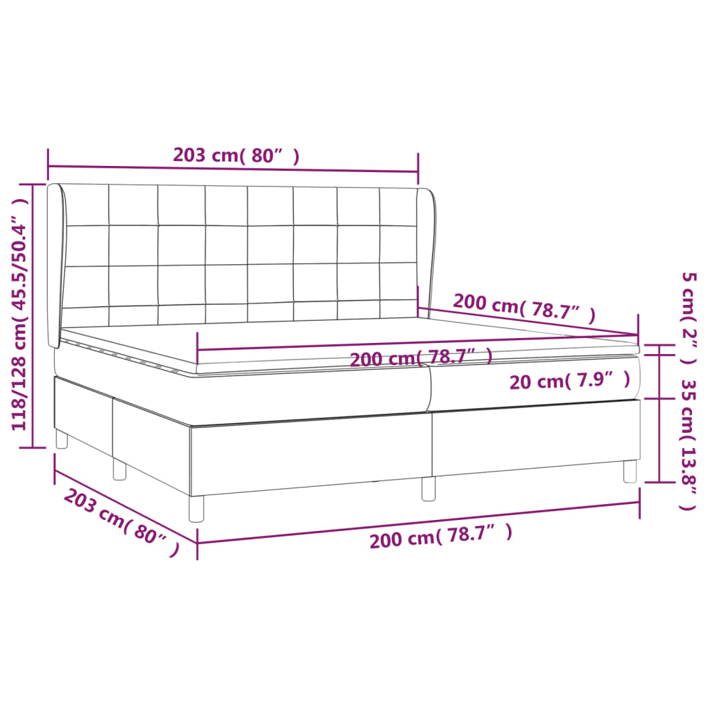 Box spring postelja z vzmetnico temno rjav 200x200 cm blago