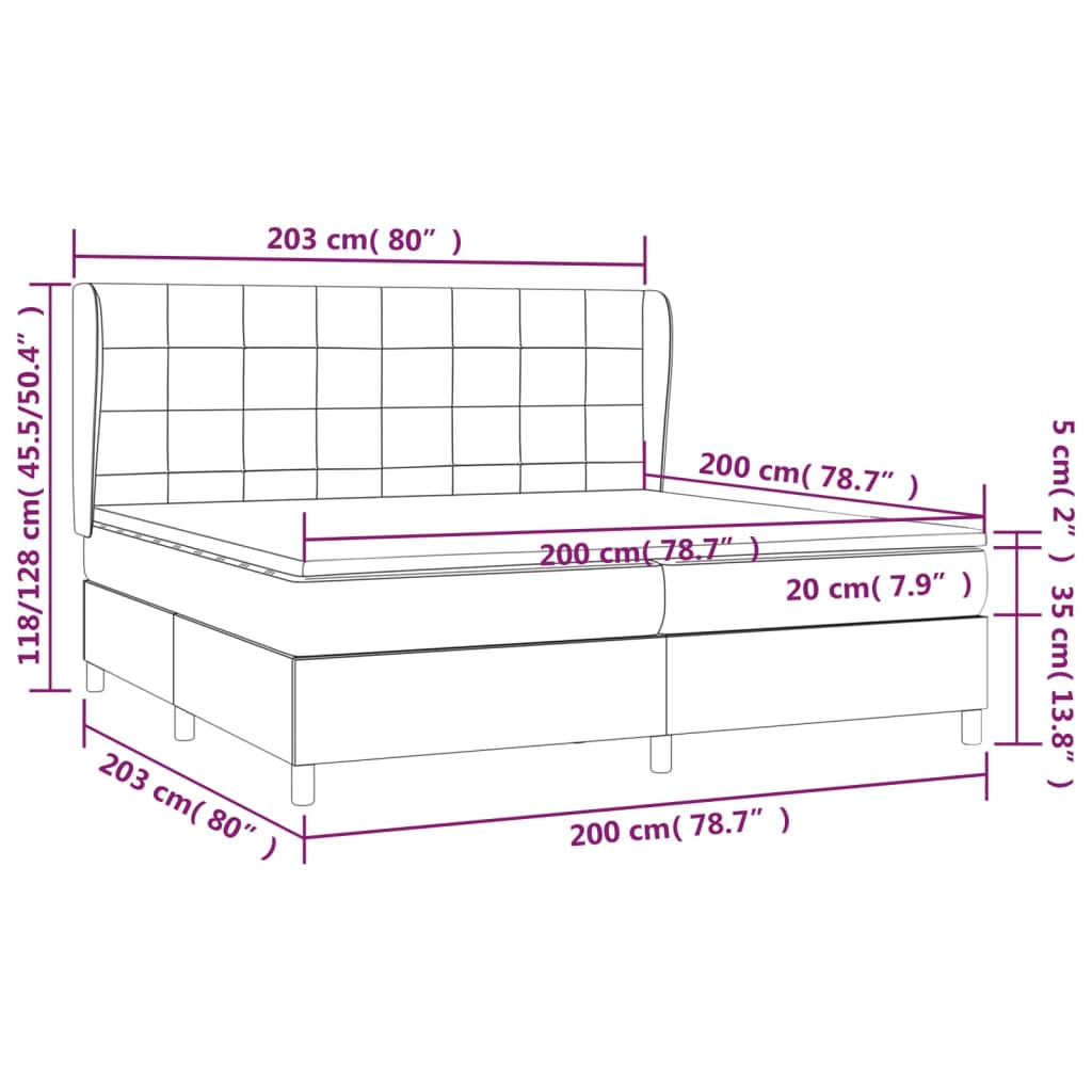 Box spring postelja z vzmetnico krem 200x200 cm blago