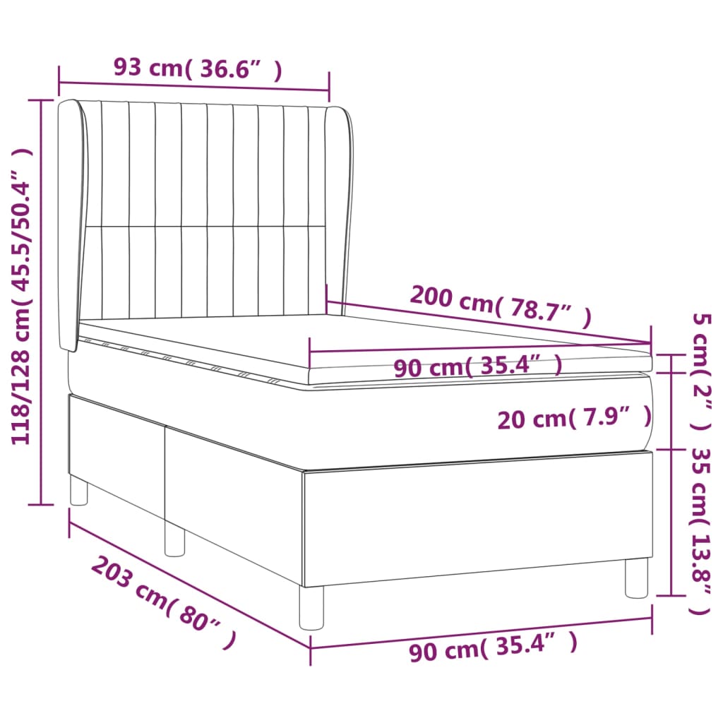 Box spring postelja z vzmetnico krem 90x200 cm blago