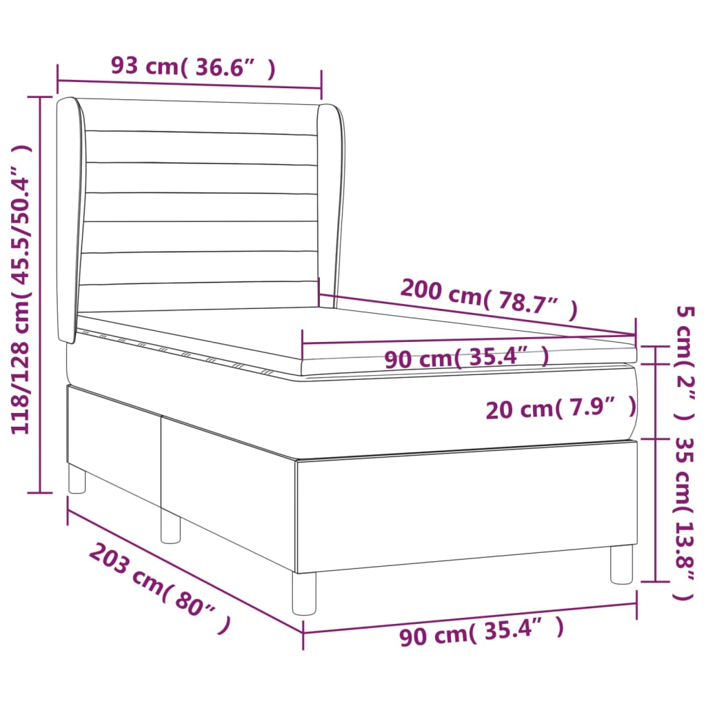 Box spring postelja z vzmetnico temno rjava 90x200 cm blago