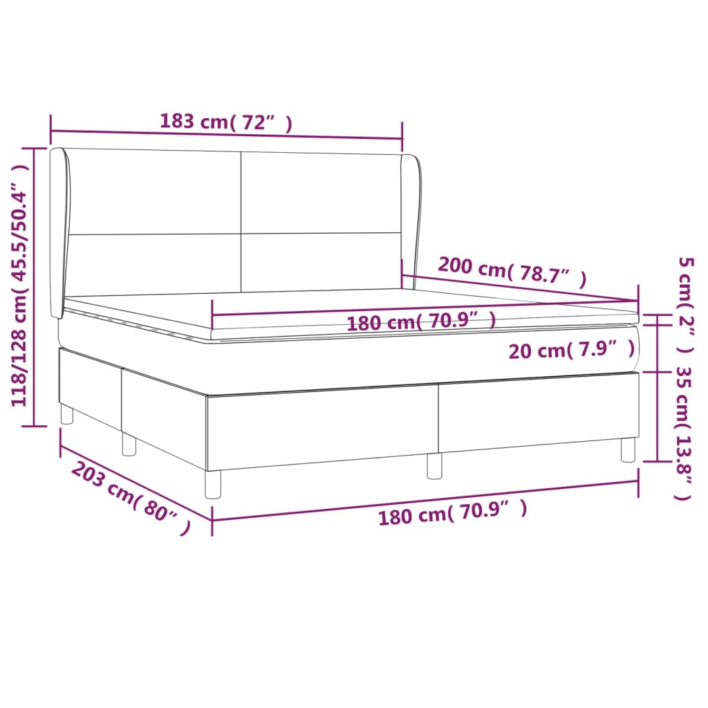 Box spring postelja z vzmetnico kapučino 180x200cm umetno usnje