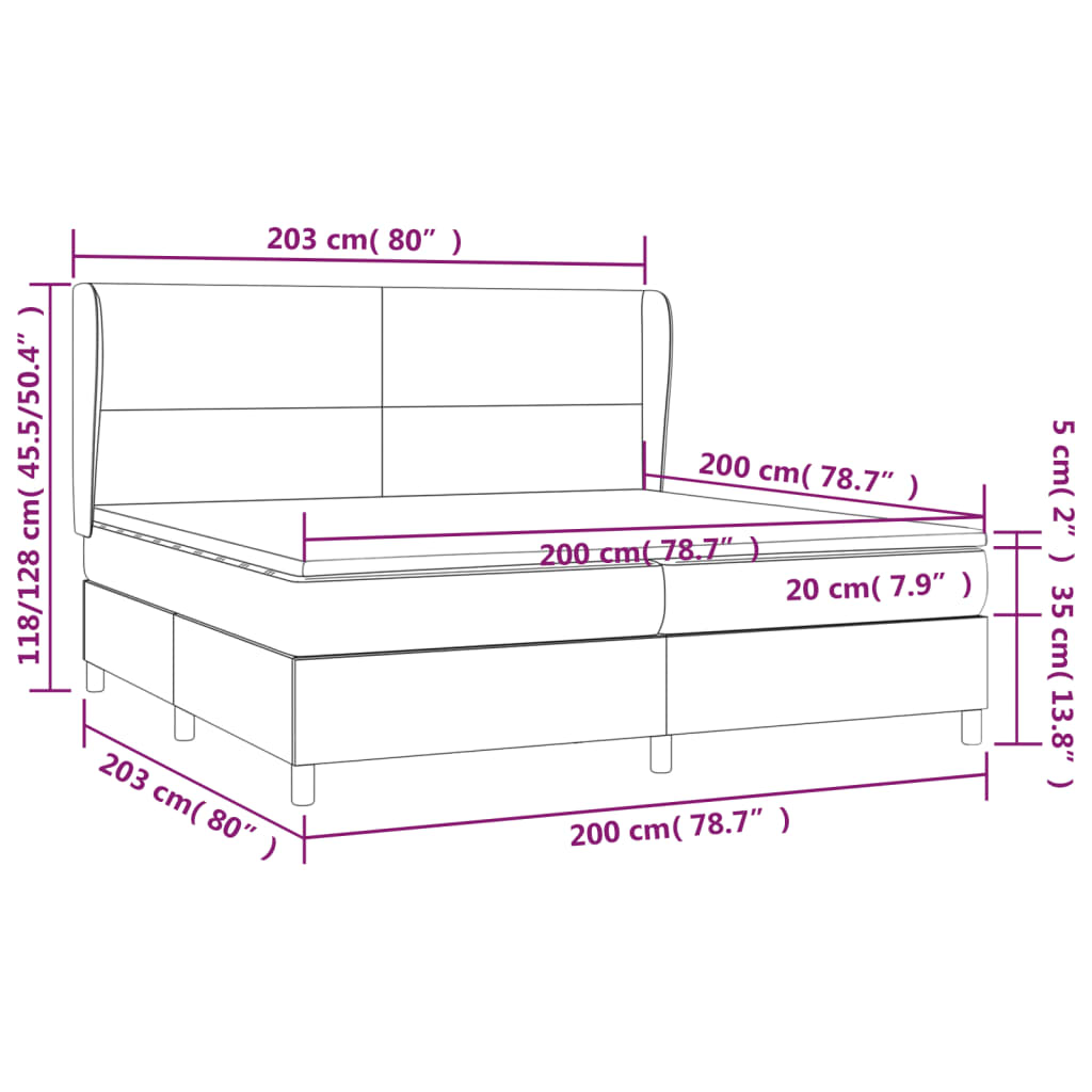 Box spring postelja z vzmetnico kapučino 200x200 cm um. usnje