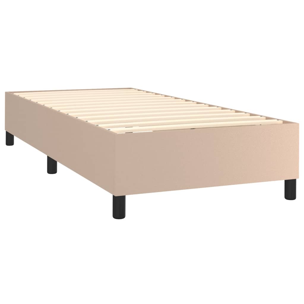 Box spring postelja z vzmetnico kapučino 90x200 cm umetno usnje